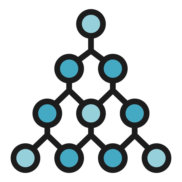 Hierarchy network icon Outline hierarchy network vector icon color flat isolated