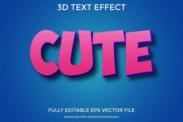 Hiệu ứng kiểu chữ 3D dễ thương màu xanh dương hồng
