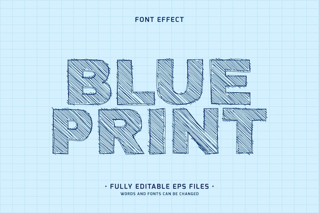 Hiệu ứng phông chữ Blue Print