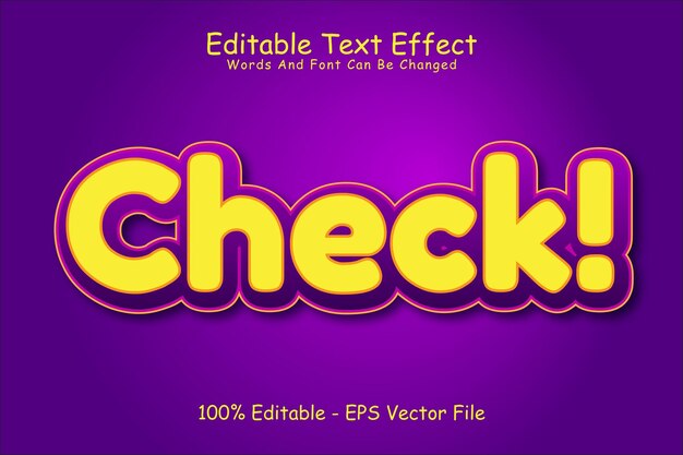 Hiệu ứng văn bản có thể chỉnh sửa Check, phong cách hiện đại dập nổi 3D