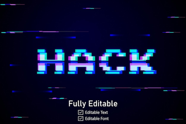 Hiệu ứng văn bản Glitch tương lai cho văn bản trò chơi điện tử cho hiệu ứng văn bản cyberpunk glitch có thể chỉnh sửa