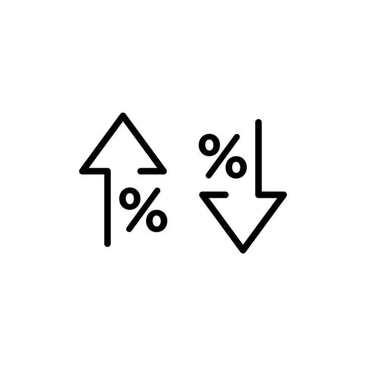 Vector high and low percent arrow icon