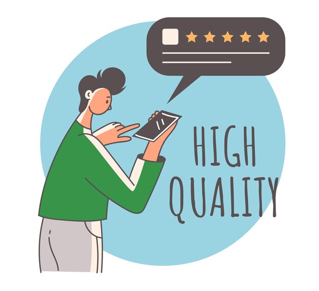 High quality review rating isolated concept Vector flat graphic design illustration