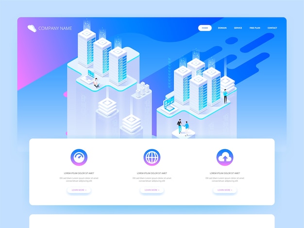High technology concept. Data center, processing big data, networking process, data routing and storage. Isometric  illustration