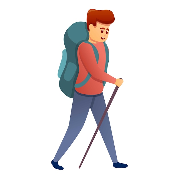 Hiker tourist icon Cartoon of hiker tourist vector icon for web design isolated on white background