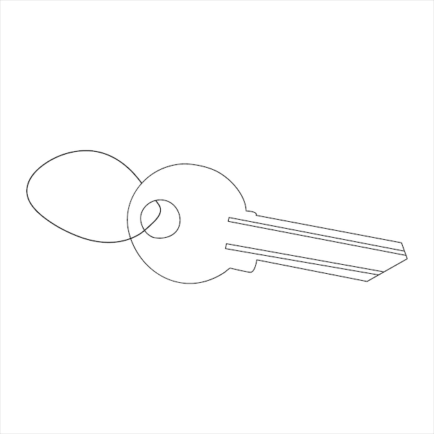 Hình ảnh minh họa nghệ thuật vector một đường liên tục chìa khóa ổ khóa nhà và thiết kế chìa khóa đơn giản một đường