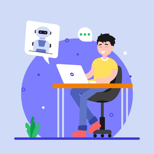Hình ảnh minh họa phẳng hiện đại về trò chuyện robot