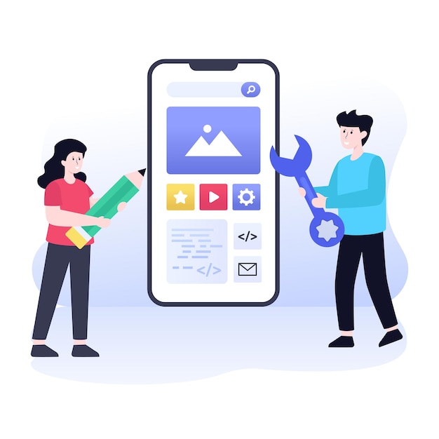 Hình ảnh minh họa Premium phẳng wireframe web