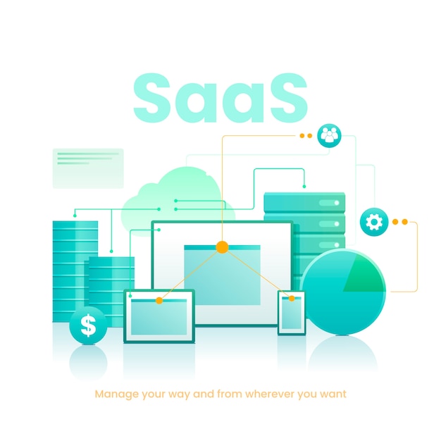 Hình ảnh minh họa SaaS vẽ tay thiết kế phẳng