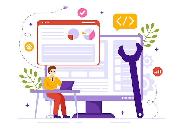 Hình ảnh minh họa Vector Kiểm Thử Phần Mềm với Lập Trình Ứng Dụng và Mã Hóa trong các Mẫu Vẽ Tay