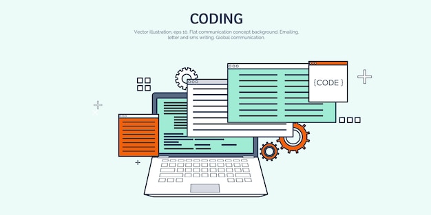 Hình ảnh vector nền phẳng mã hóa lập trình SEO tối ưu hóa công cụ tìm kiếm ứng dụng
