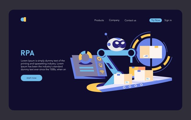 Hình ảnh vector phẳng về tự động hóa logistics