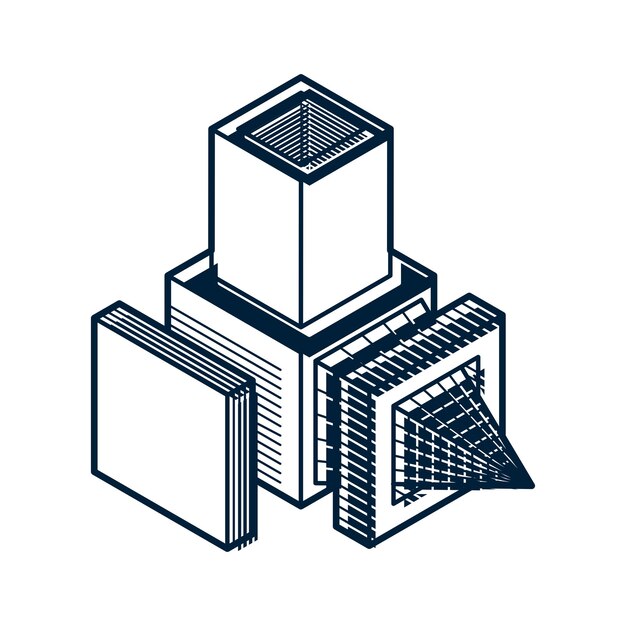 Hình dạng trừu tượng isometric vector, hình đa giác