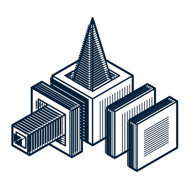 Hình dạng trừu tượng isometric vector, hình đa giác
