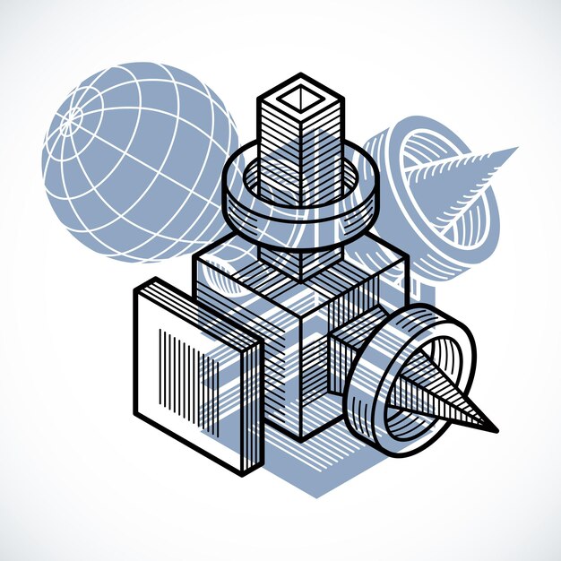 Hình dạng trừu tượng kỹ thuật, hình đa giác vector 3D.