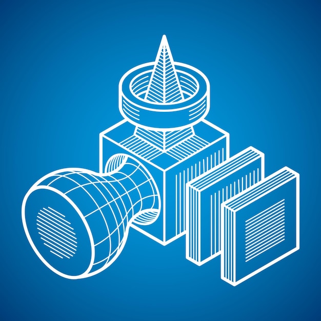Hình dạng trừu tượng kỹ thuật, hình đa giác vector 3D.