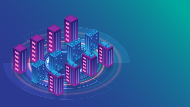 Hình minh họa thành phố thông minh Isometric