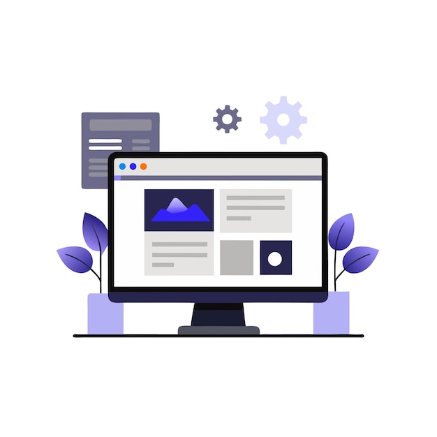 Hình minh họa trang web trên Màn Hình Clip Art nền trắng
