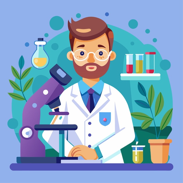 Hình minh họa vector bác sĩ bệnh học, phong cách phẳng, nhân vật chuyên gia y tế