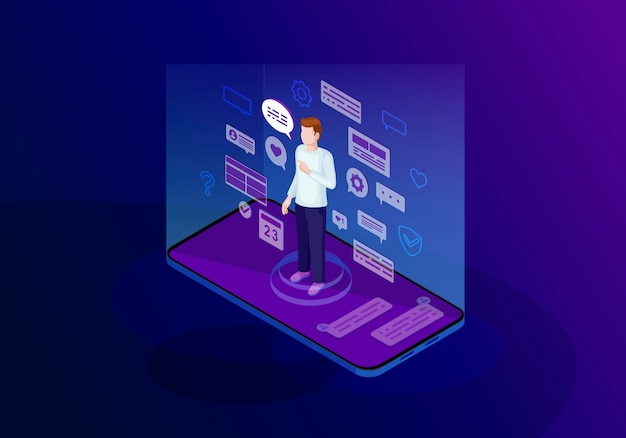 Hình minh họa vector màu đẳng cự truyền thông xã hội