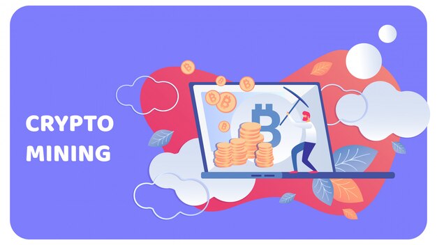 Hình minh họa Vector Phẳng về Kinh doanh Khai thác Tiền điện tử