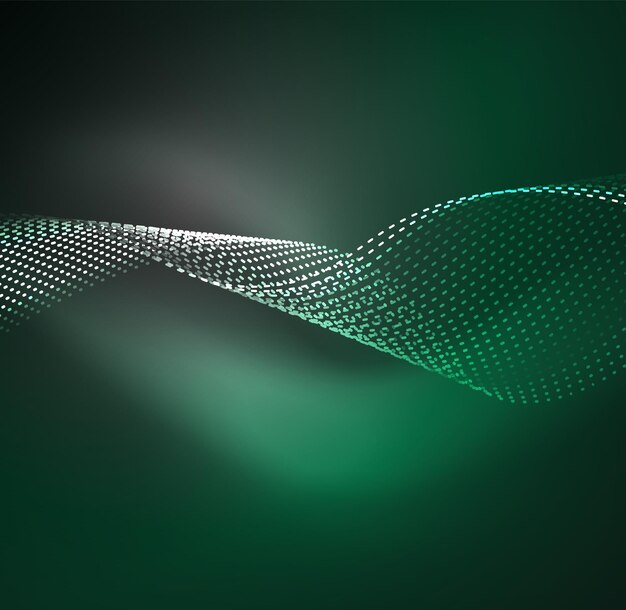 Hình nền vector sóng hạt 3D chiếu sáng sóng kỹ thuật số các hạt phát sáng Minh họa vector công nghệ và tương lai, yếu tố hiện đại HUD