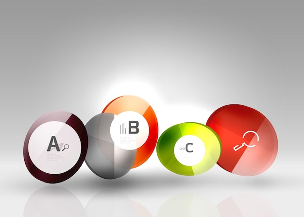 Hình tròn bằng kính, biểu đồ thông tin, mẫu vector nền cho bố cục quy trình công việc in ấn, sơ đồ tùy chọn số hoặc banner thiết kế web