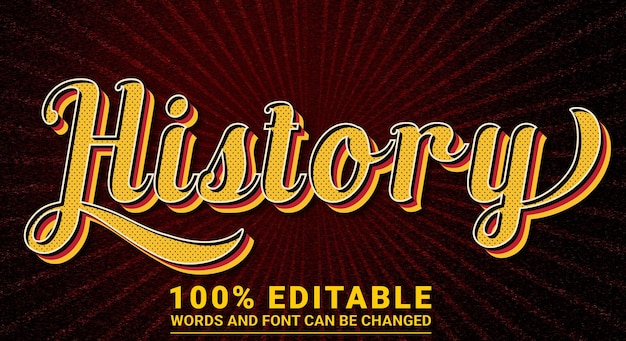 History vintage text effect editable template with abstract style