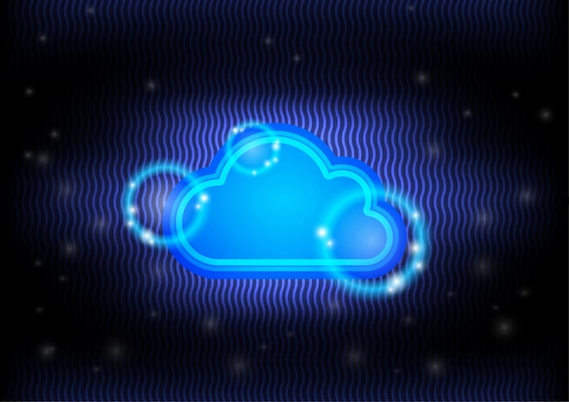 Hitech technology blue light innovation rain cloud background vector illustration
