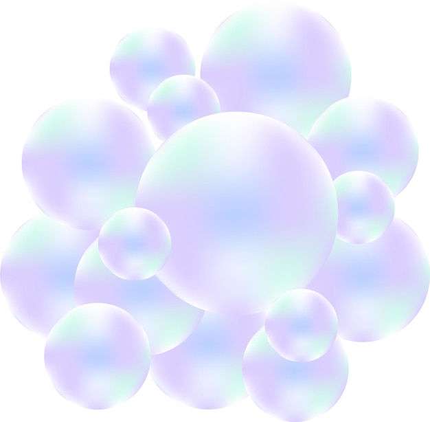 holographic liquid bubbles on transporent background 3d
