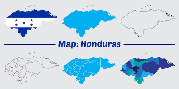 Honduras map set internal provinces borders marked Simple map of Honduras vector drawing