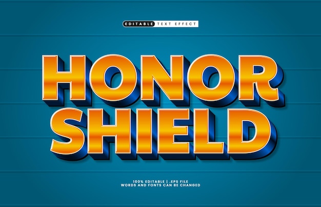 honor shield editable text effect with a play and kids text style