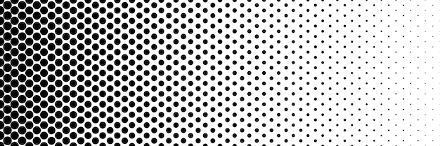 horizontal halftone of black circle design for pattern and background