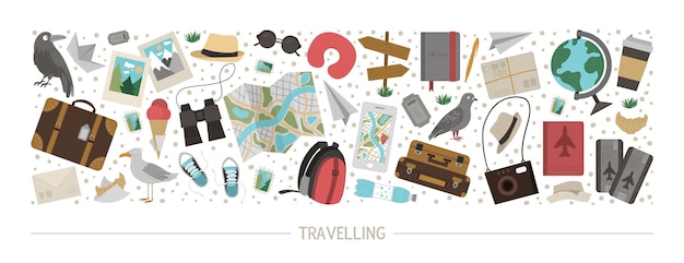 horizontal layout set with travelling objects