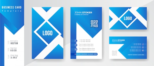 Horizontal & Vertical Gradient Color business Template Set.