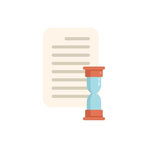 Hourglass measuring time with paper document behind