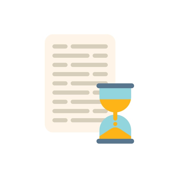 Hourglass paper icon flat vector Control task Agenda project isolated