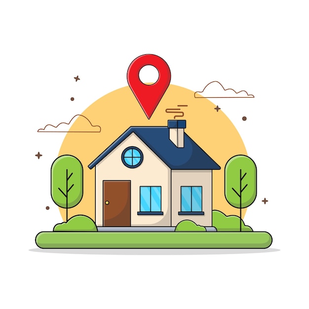 House and Location Symbol Vector Illustration Home Delivery Service Concept Design