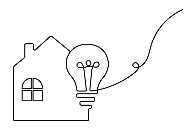 house continuous one line art drawing of white background
