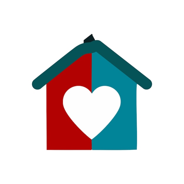 house with heart icon over white background colorful design vector illustration