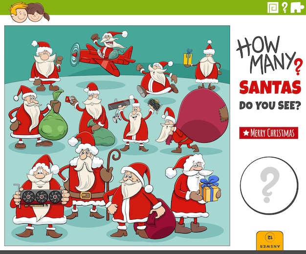 How many cartoon Santa Clauses educational game