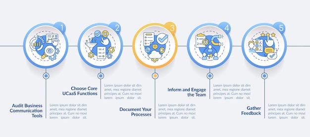 how to move to ucaas circle infographic template service improving data visualization with 5 steps process timeline info chart workflow layout with line icons latobold regular fonts used