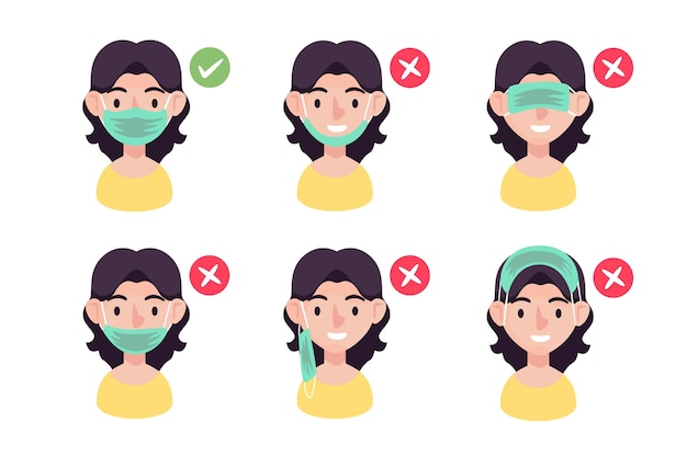 How to wear a face mask illustration