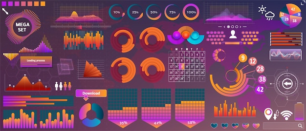 hud big set of elements for design and apps devices