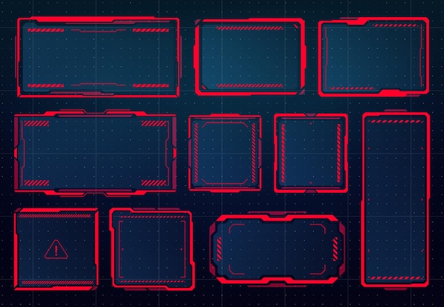 HUD danger, warning and alert attention red frames