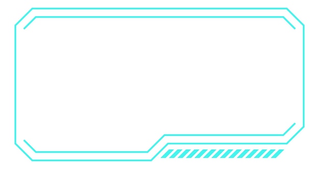 Hud frame neon line border Futuristic display tech isolated on white background