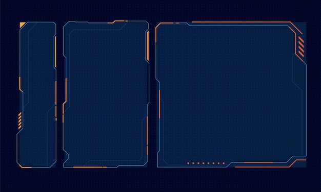 Hud frames futuristic text box border frame scifi digital screen hologram panel vector set