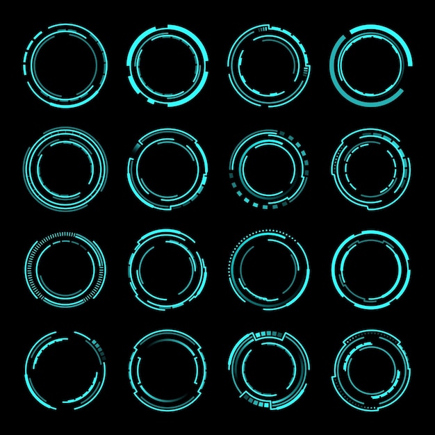 hud round frames or borders vector sci fi elements