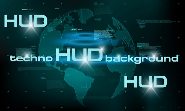 HUD technology background colorful digital background 3D technology interface HUD techno background with floating numbers