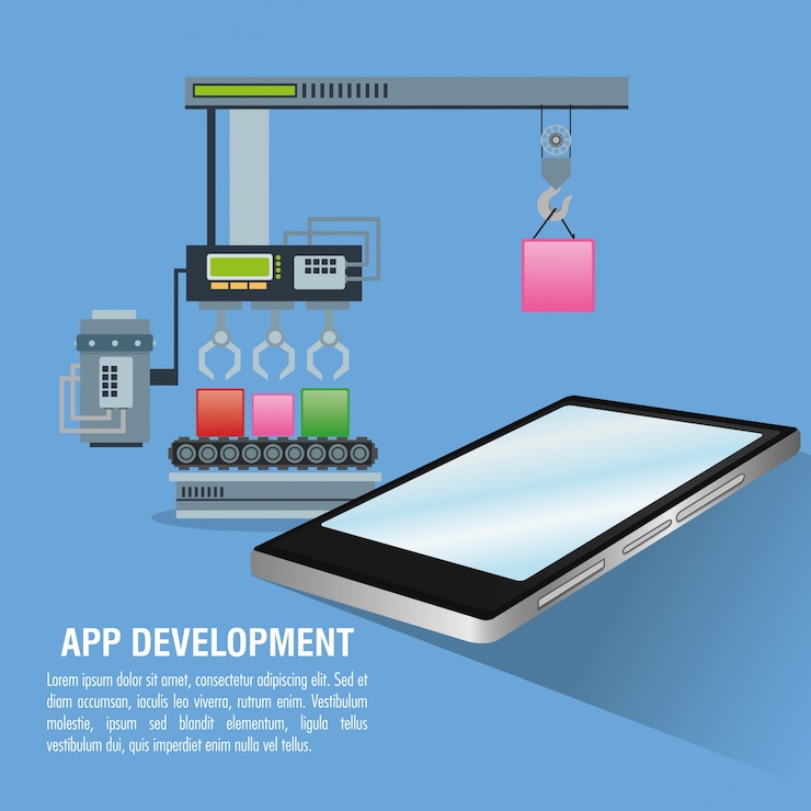Vector human hand cubes and smartphone icon